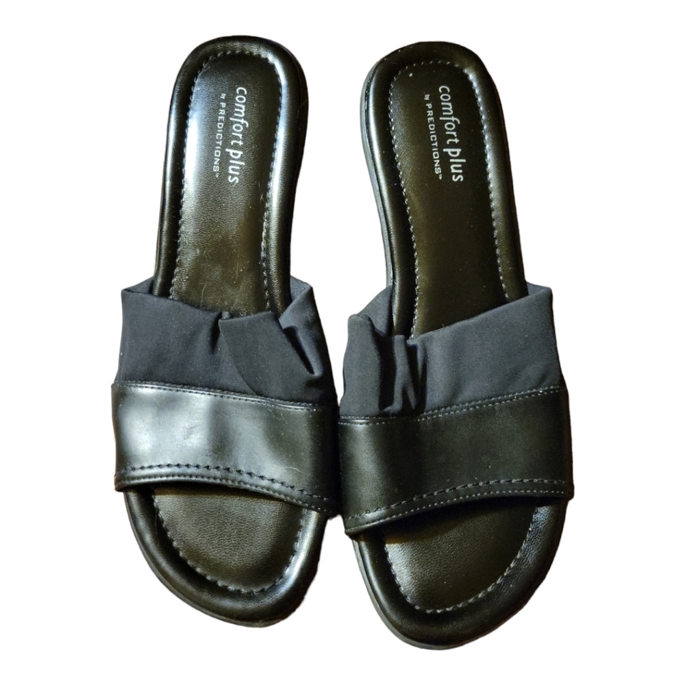 Comfort Plus by Predictions Black Y2K Slides Sz 8W